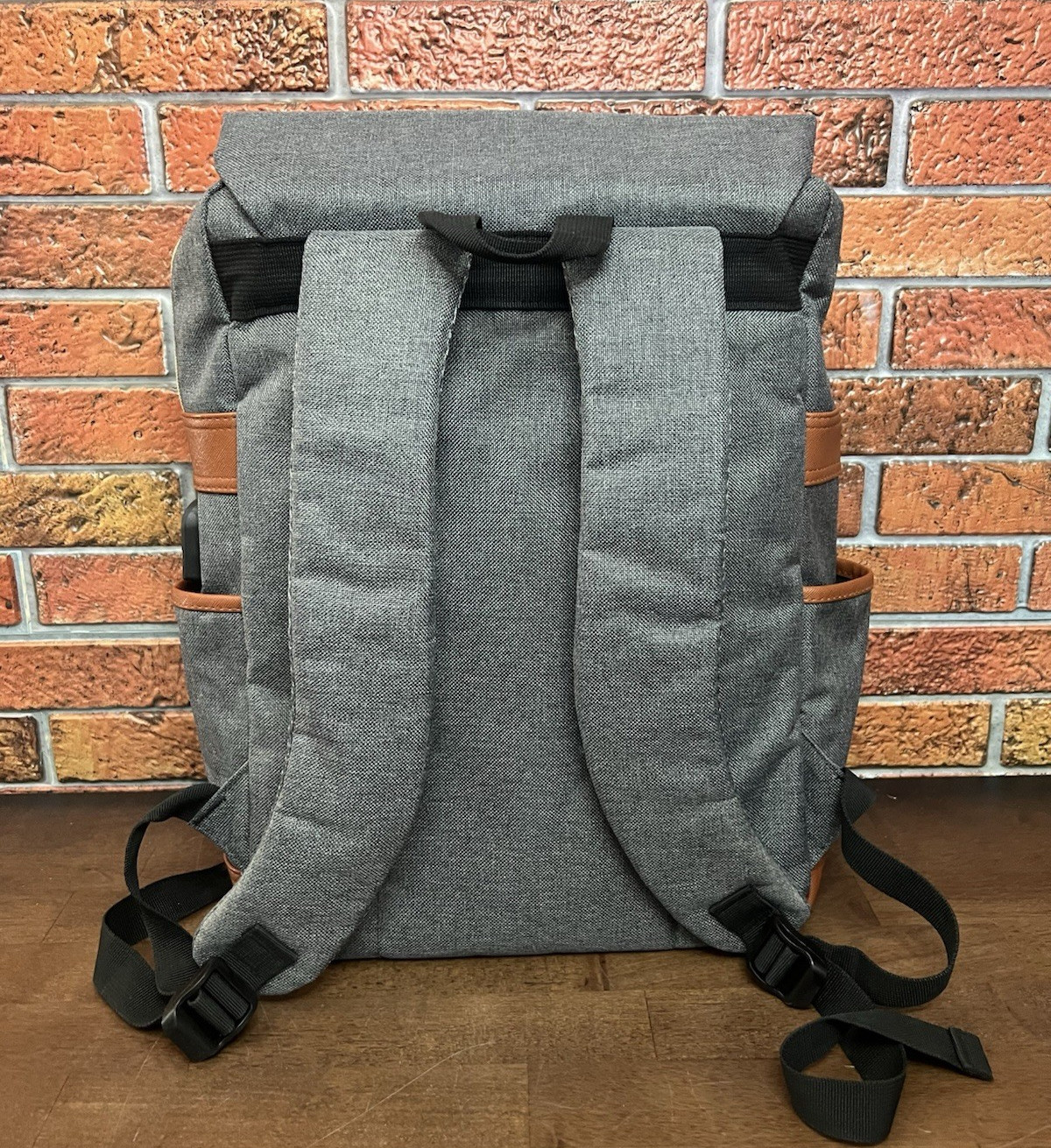 Modoker Vintage 15″ Laptop Backpack Gray Denim with External USB Port and Cable