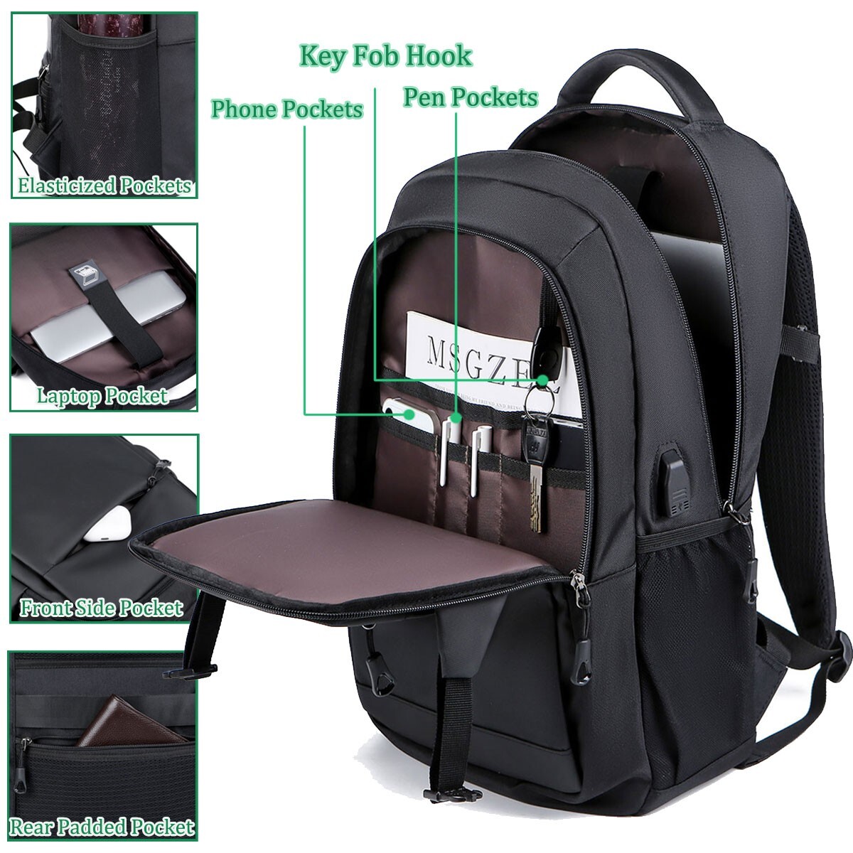 Travel Large Durable Backpack Rucksack Laptop School Book Zipper Bag Men Women