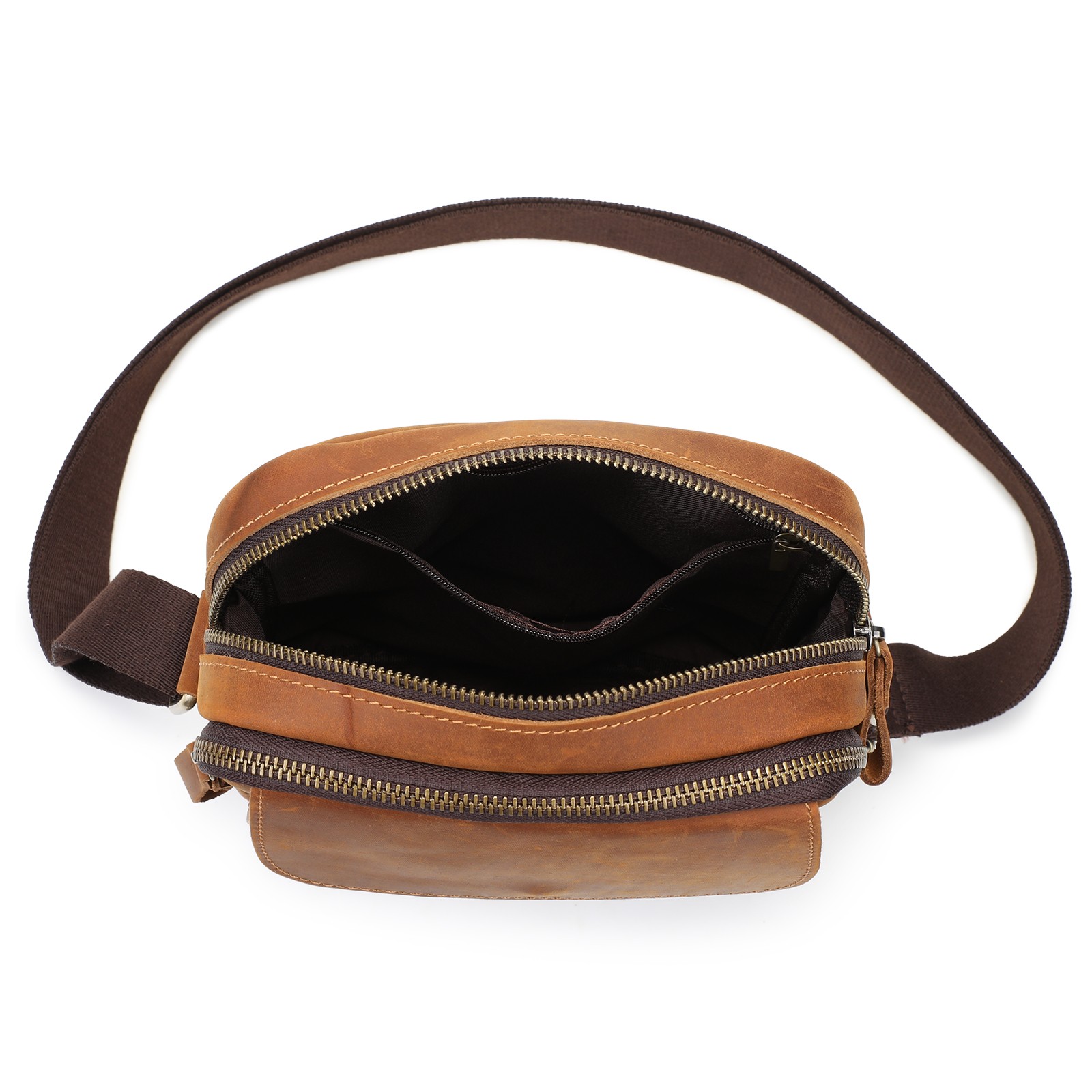 Men Genuine Leather Small Messenger Bag Crossbody Shoulder Bag Vintage Satchel