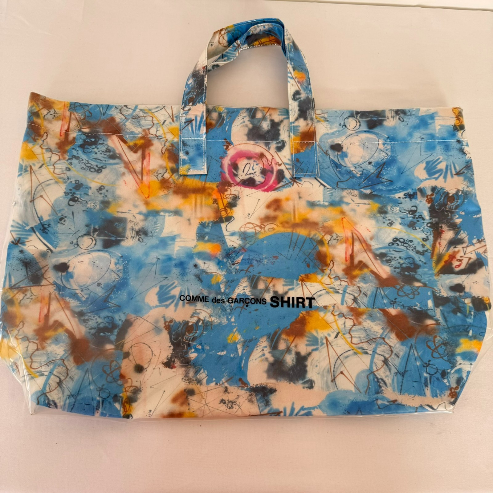 Comme des Garcons SHIRT x Futura 2000 PVC Canvas Tote Bag Blue Multicolor W28610
