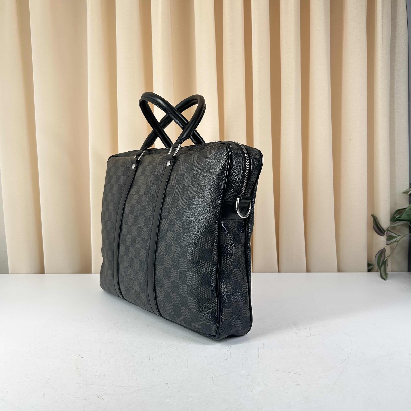 Louis Vuitton Damier Graphite Porte-Documents Briefcase Black Auth