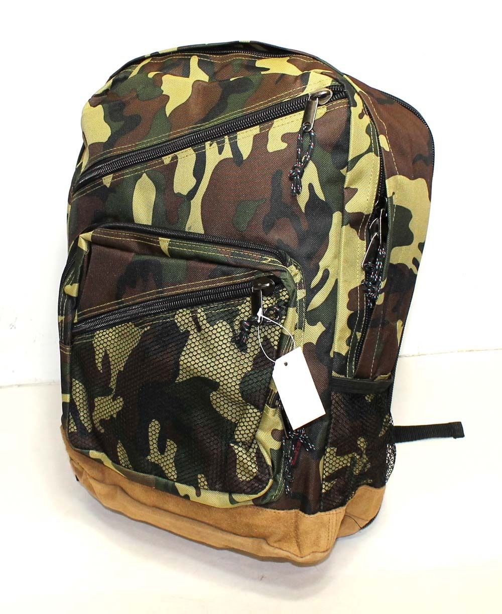 Woodland Army Camo 18″ Expandable Backpack Book Bag Napsack School Camp