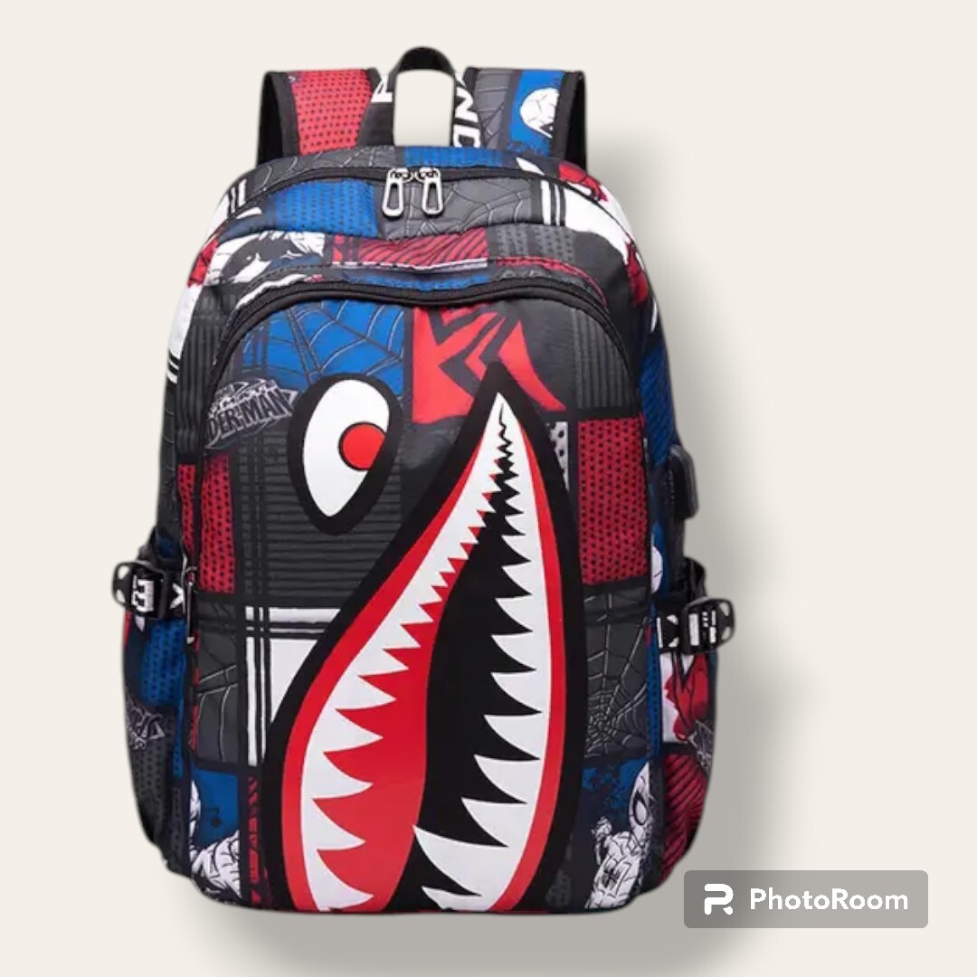 MezyTicky Student Lightweight Schoolbag Men’s Waterproof Breathable Shark Backpa
