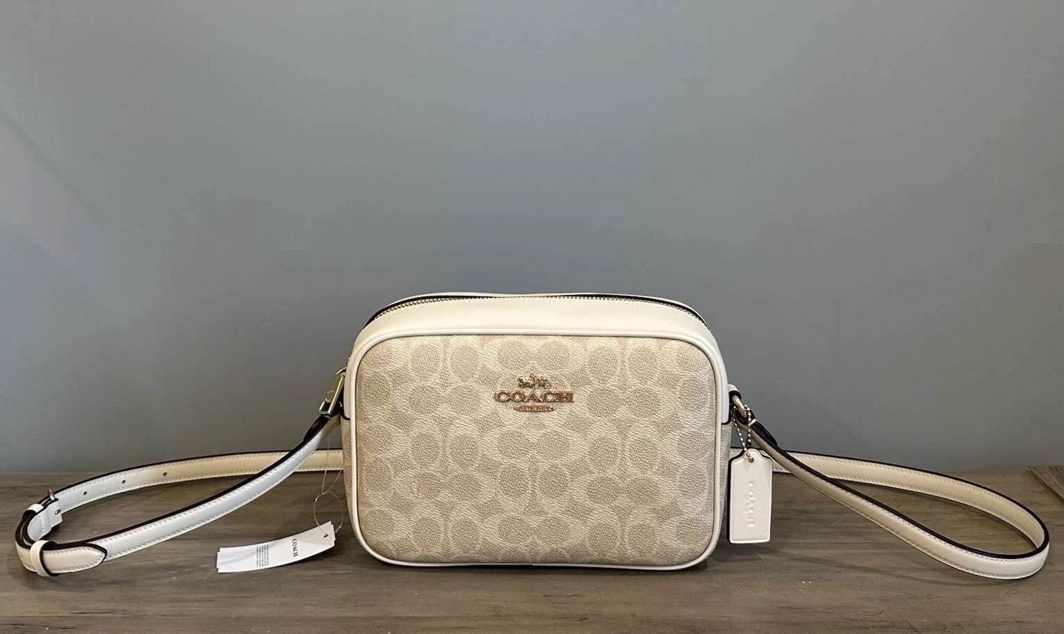 COACH Jamie Camera Crossbody Shoulder Bag Signature Canvas Sand/Chalk CZ186 NWT