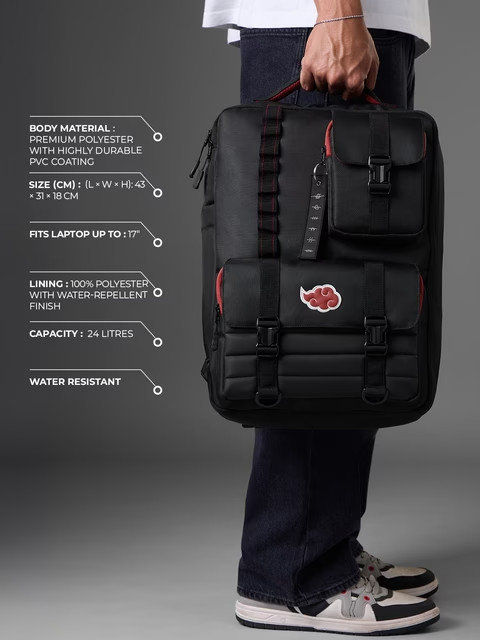 Naruto: Akatsuki Overnighter colour black Backpacks OFFICIAL LICENSED 2026