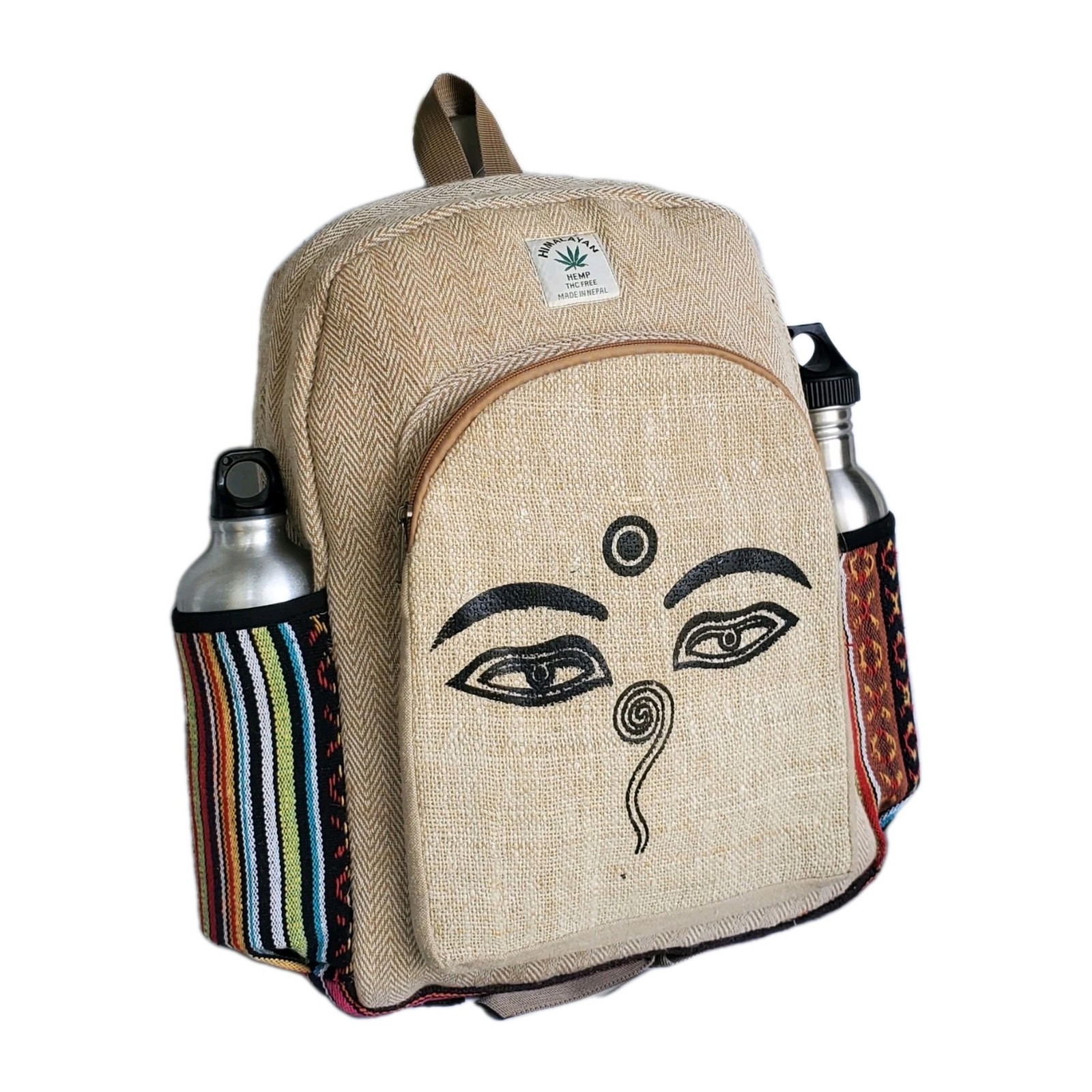 Large Embroidery Pure Hemp Backpack