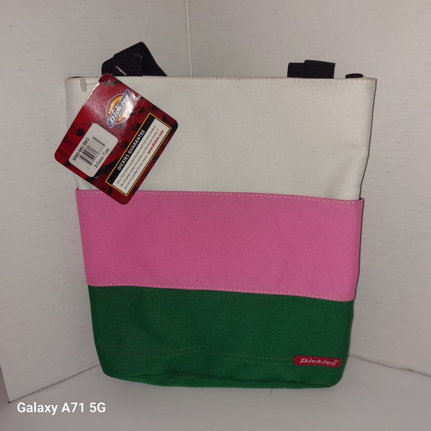 Dickies Canvas Colorblock Tote Bag Unisex Adults White Pink Green