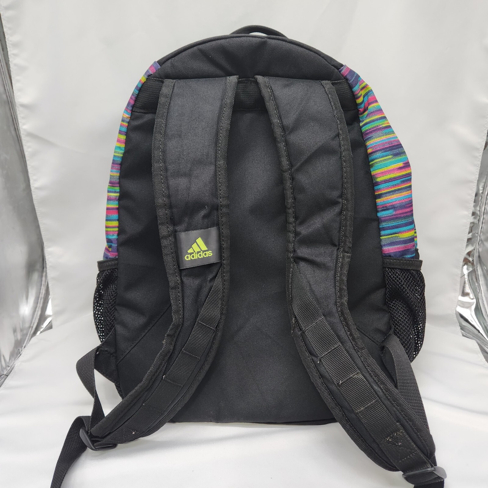Adidas Backpack School College Journal Rainbow Stripes Padded Purple Blue Pink