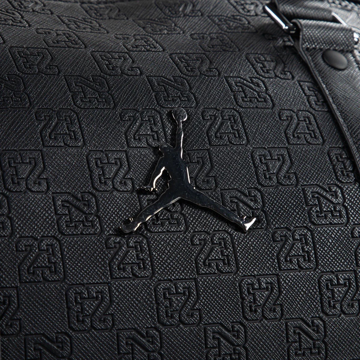 Nike Air Jordan Monogram Leather Duffle Bag Black Silver MM0987-023