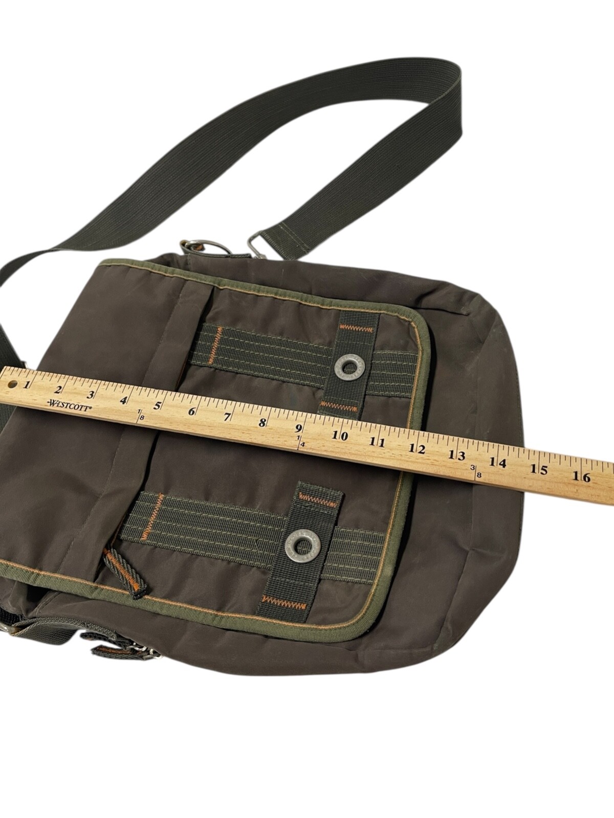 Ted Baker Messenger Bag Olive/Army Green Canvas Flap Bag Work School Designer