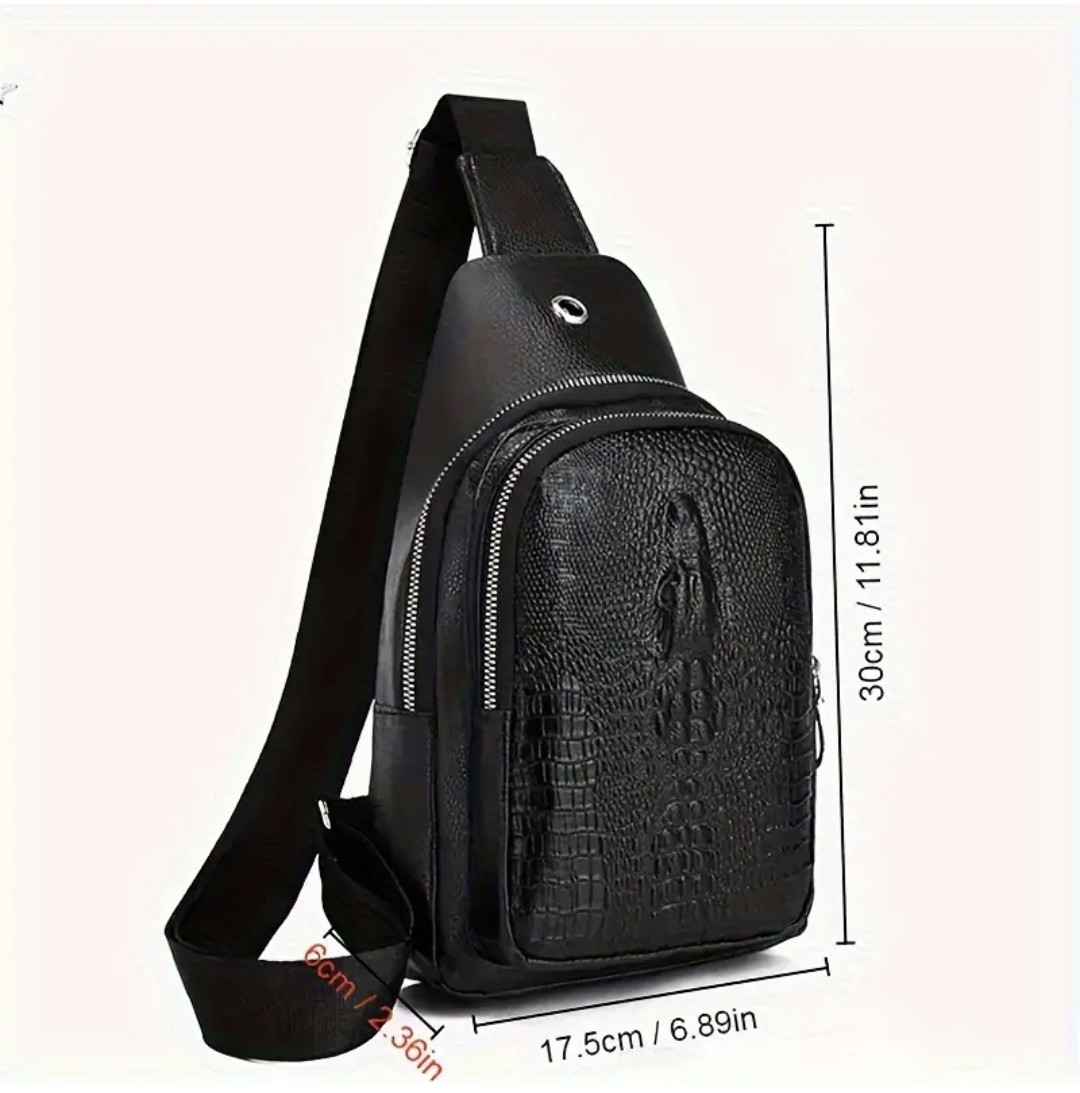 CHESTBAG-EARPHONE HOLE-crossbody bag-leather-travel bag-unisex bag-CROCODILE