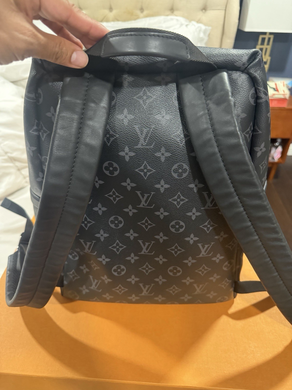 Louis Vuitton Monogram Eclipse Black/Gray Backpack Zip Pockets
