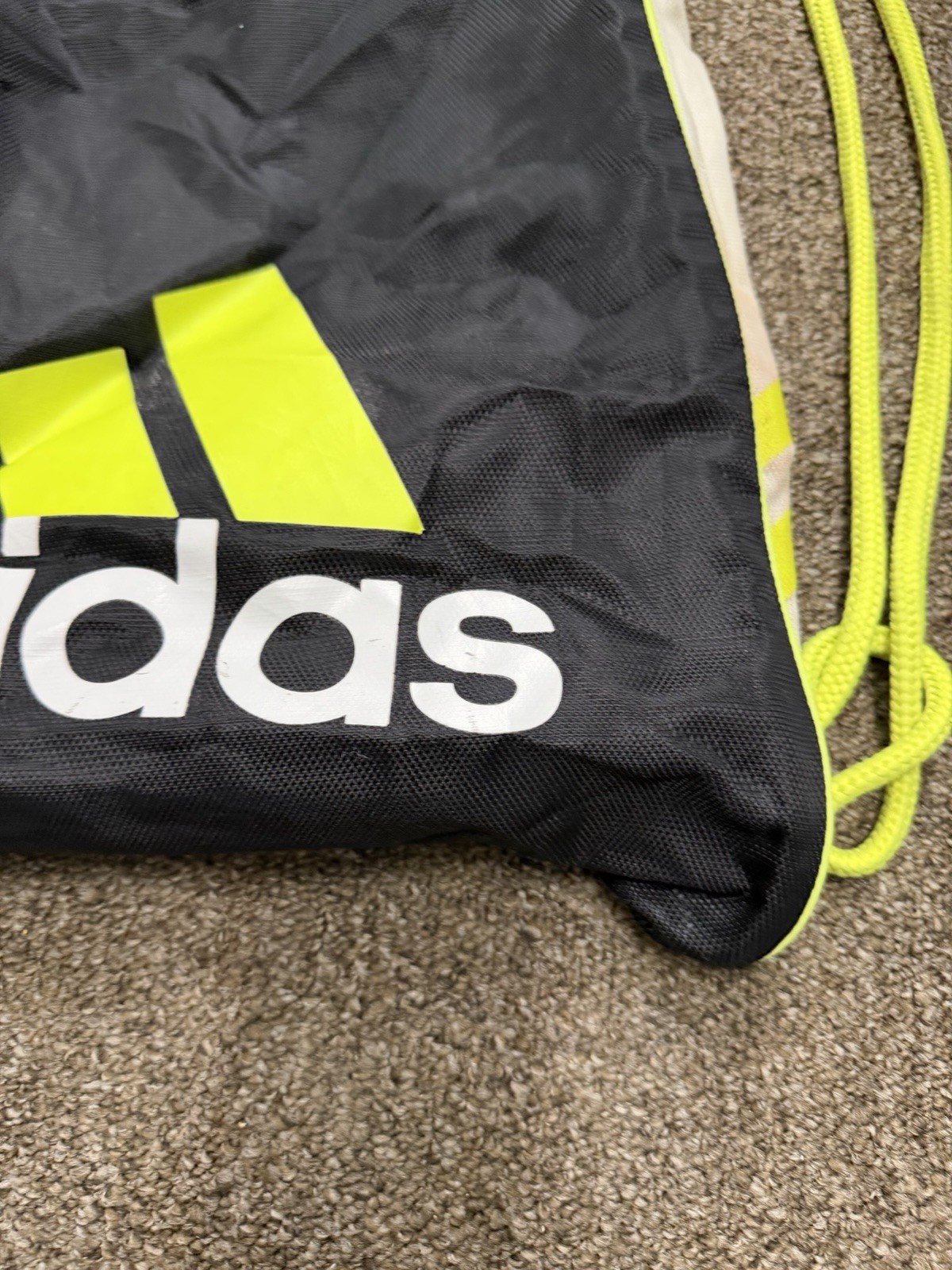 Adidas Drawstring Sackpack Black & Neon Green Backpack Gym Bag SKU:O