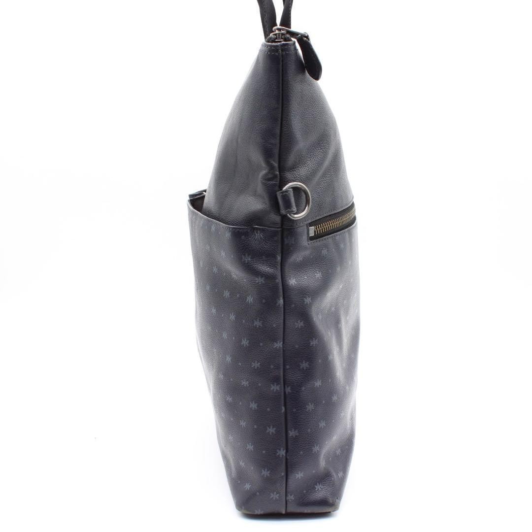 COACH Charles Foldover 2Way Handbag Shoulder Bag Leather Navy Gunmetal Hardware
