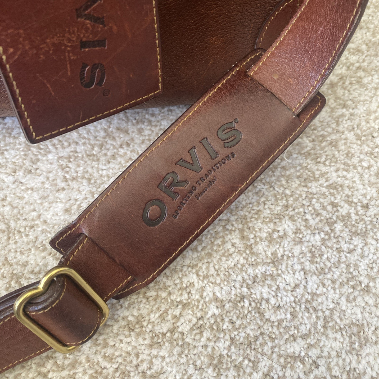 Vtg 2006 Orvis Leather Briefcase with Tag Brown Messenger Bag Computer Traveler