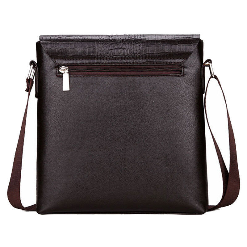 Vintage Croc Print PU Leather Mens Shoulder Bag Work Crossbody Messenger Bag