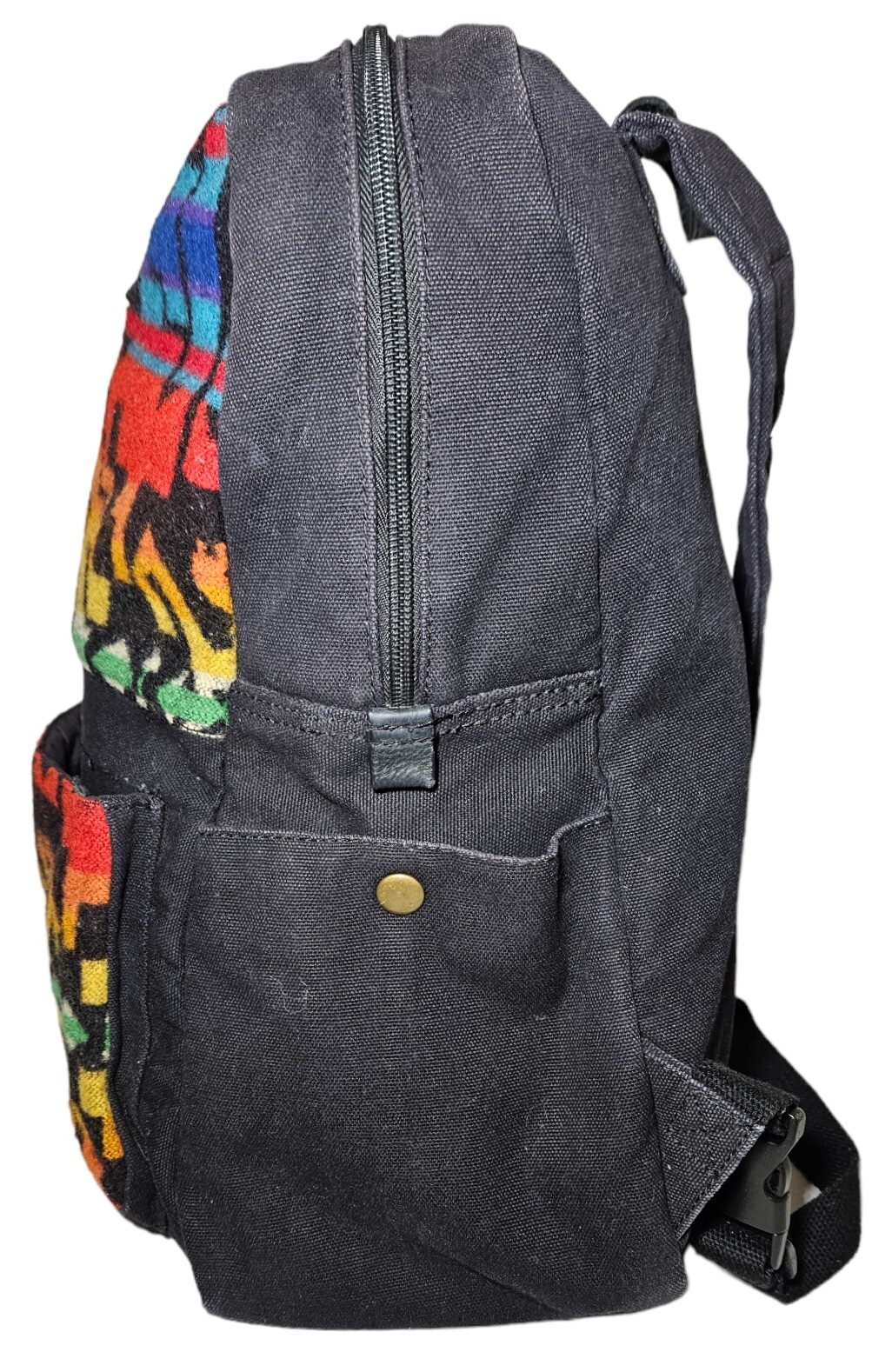 Pendleton Vintage Backpack Western Geometric Wool Leather Black See Description