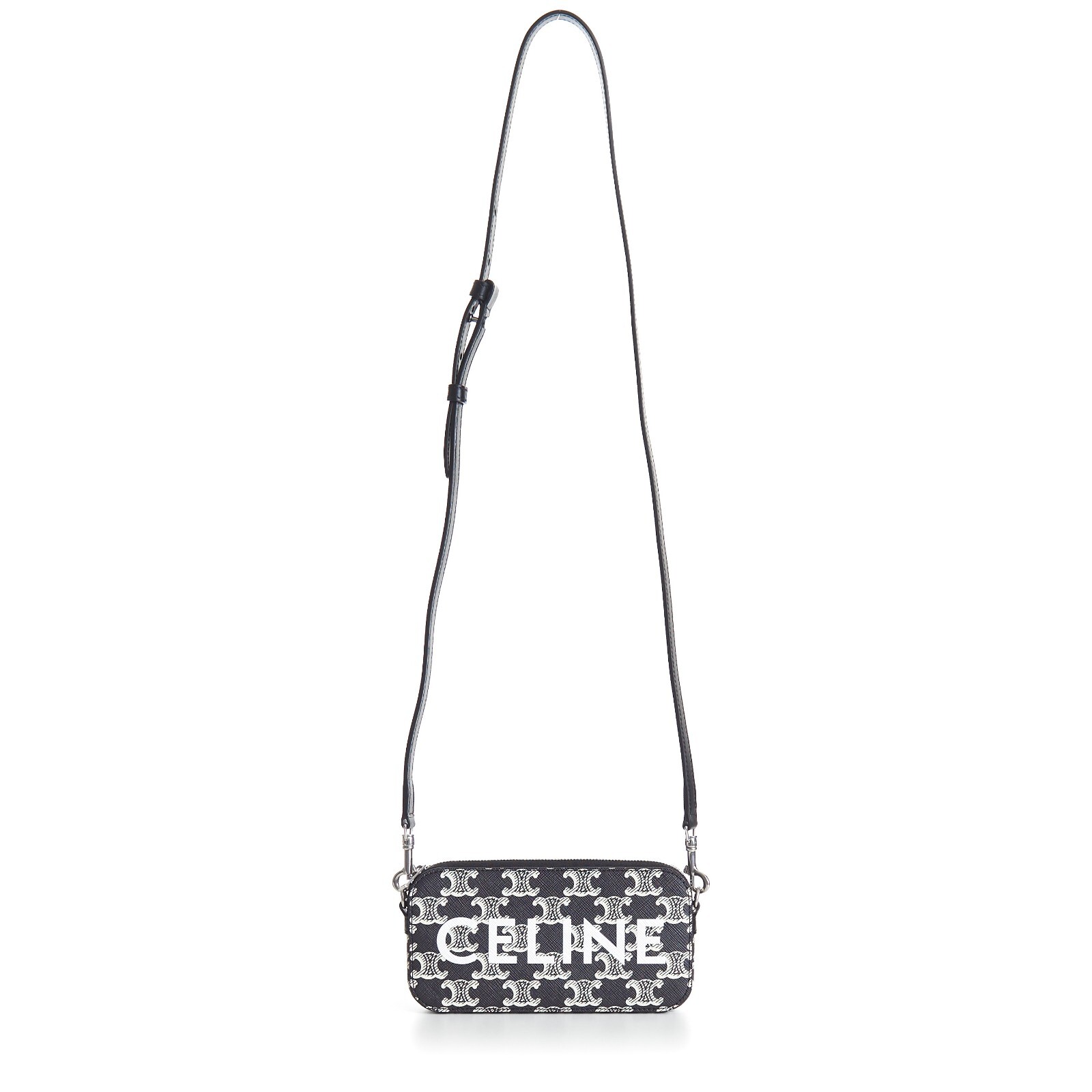 CELINE 1050$ Horizontal Pouch Bag – Two-Tone Triomphe Canvas, Logo, Zip