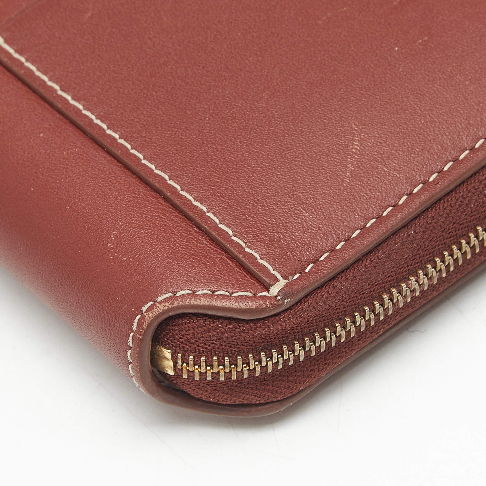 Loro Piana Zip Around Brown Leather Bifold Wallet