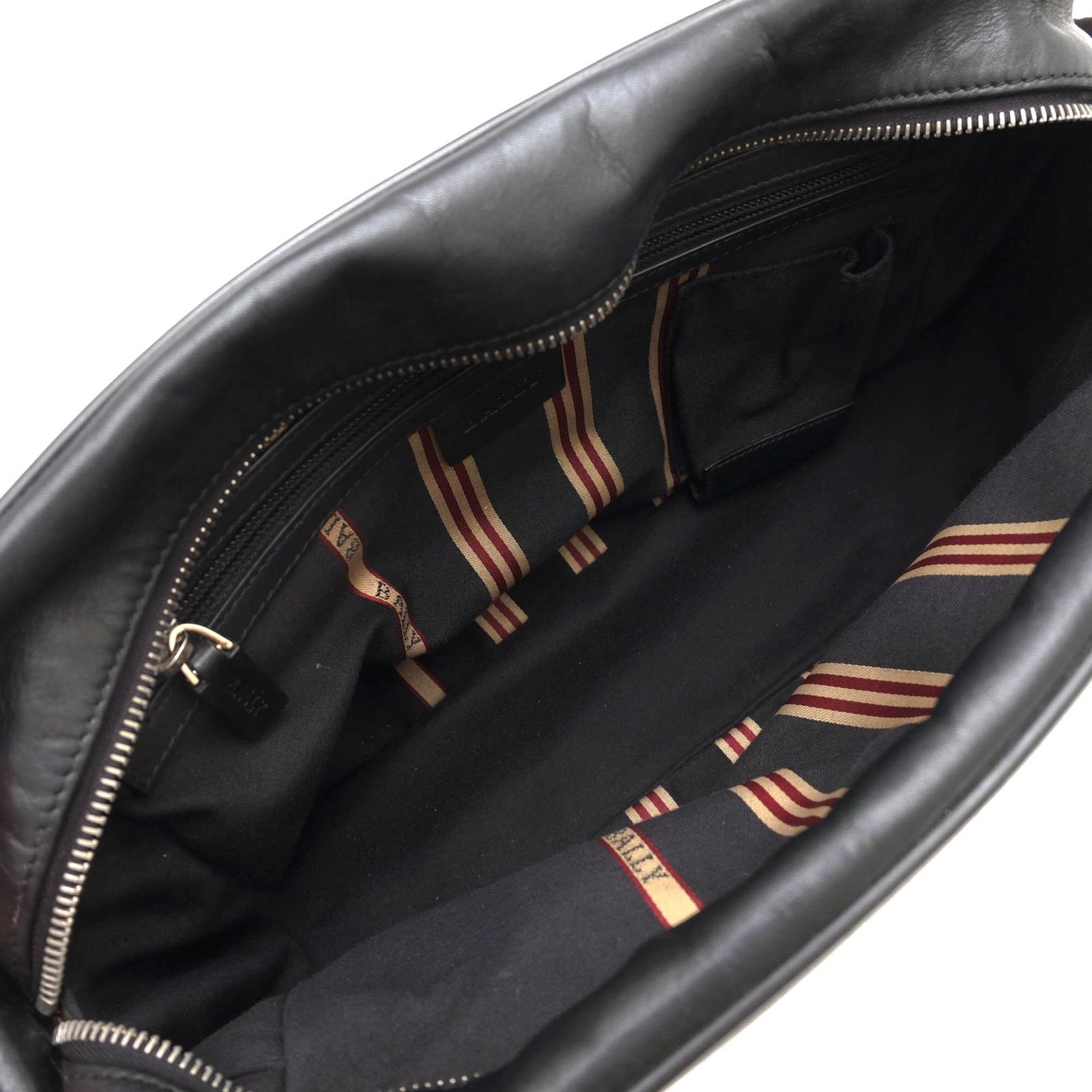 BALLY bag shoulder bag genuine leather black TRAFOI stripe messenger bag 31×22cm