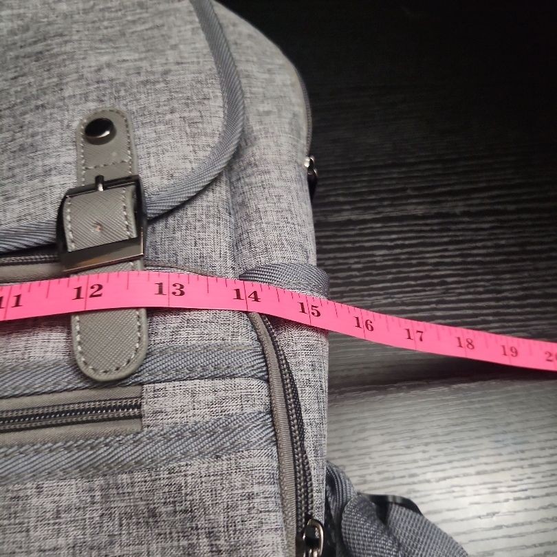 HFSX Light Grey Heathered Backpack USB Port Modern Minimalist Travel Chic