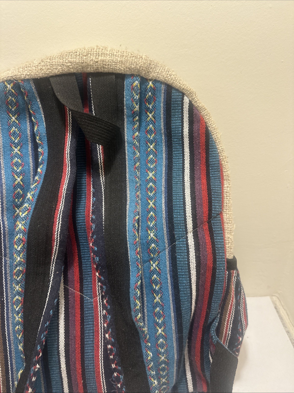 PURE HEMP THC FREE MULTICOLOR WOVEN TRAVEL BACKPACK BAG WITH POCKETS