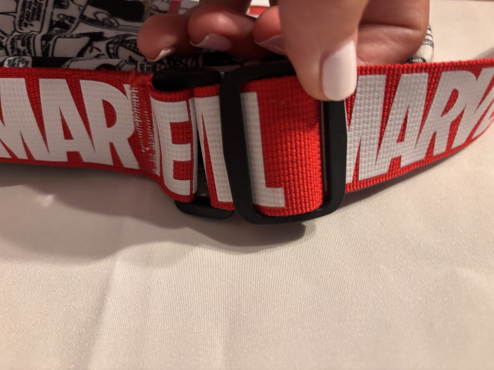 Marvel Comic Print Small Crossbody Bag Zip Closure, Adjustable Red Strap