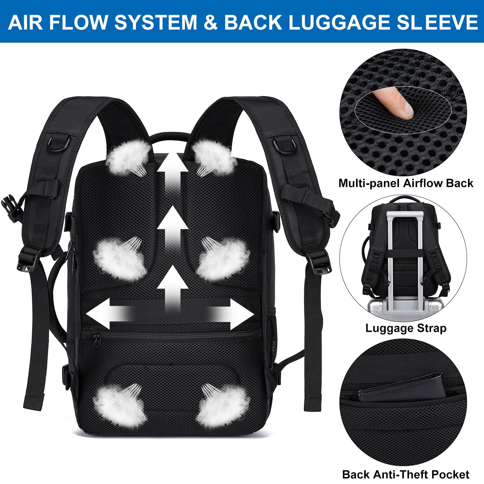 Travel Backpack for Men,Airplane Approved Carry On Backpack Suitcase with Sho…