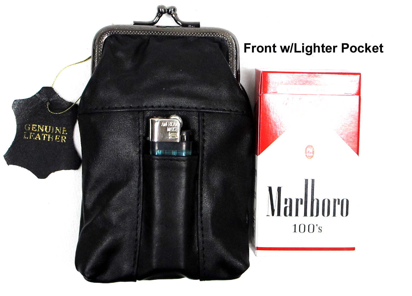 2pc Set Soft Leather Cigarette Case Snap Top Closure One for 100’s One for 120’s