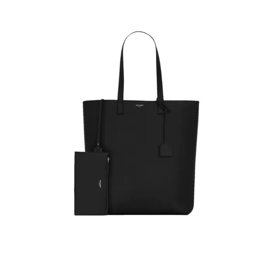 SAINT LAURENT Bold Leather Tote for Men Black 15.6*5.5*15.6 in
