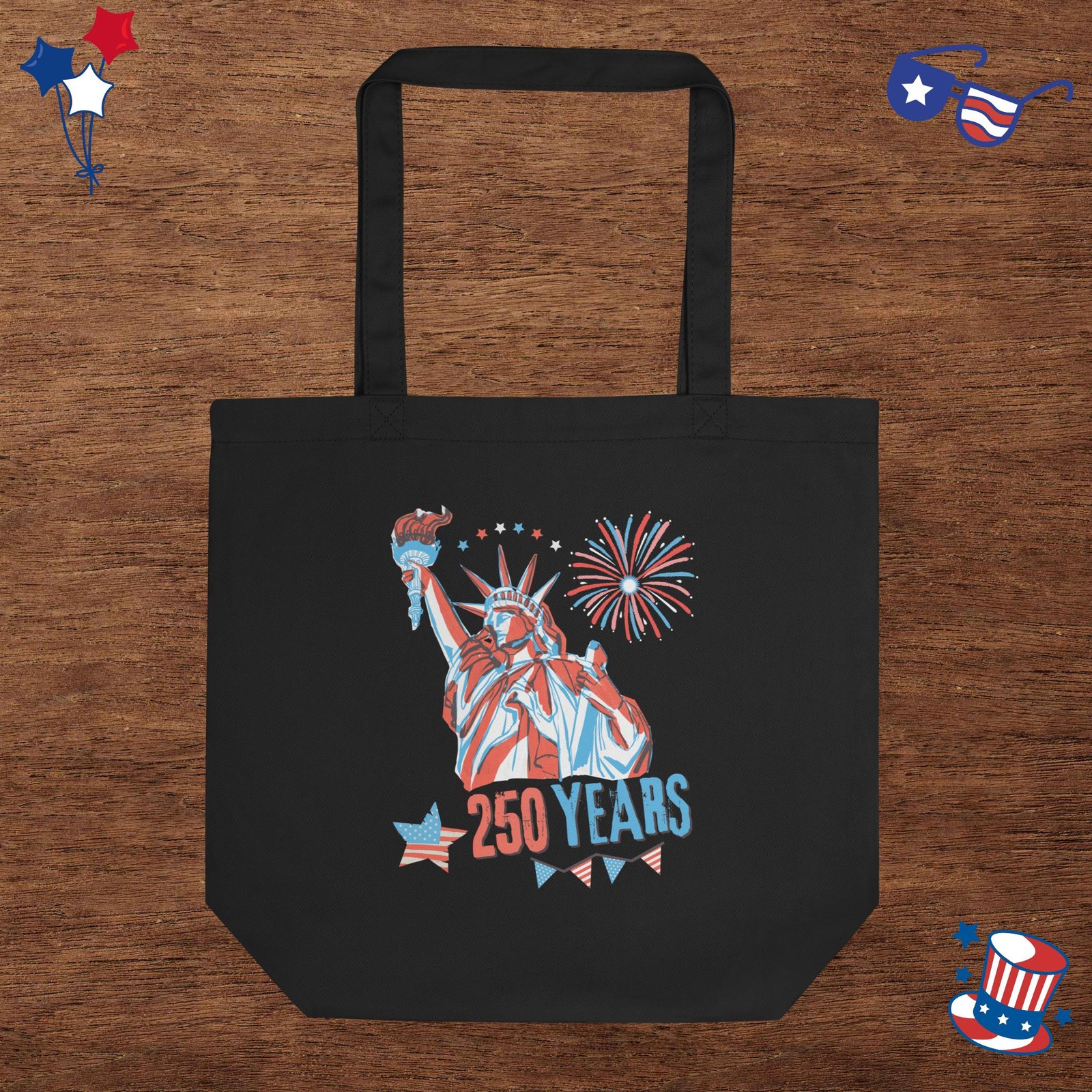 America USA 4th of July 1776-2026 Anniversary Eco Tote Bag Statue of Liberty