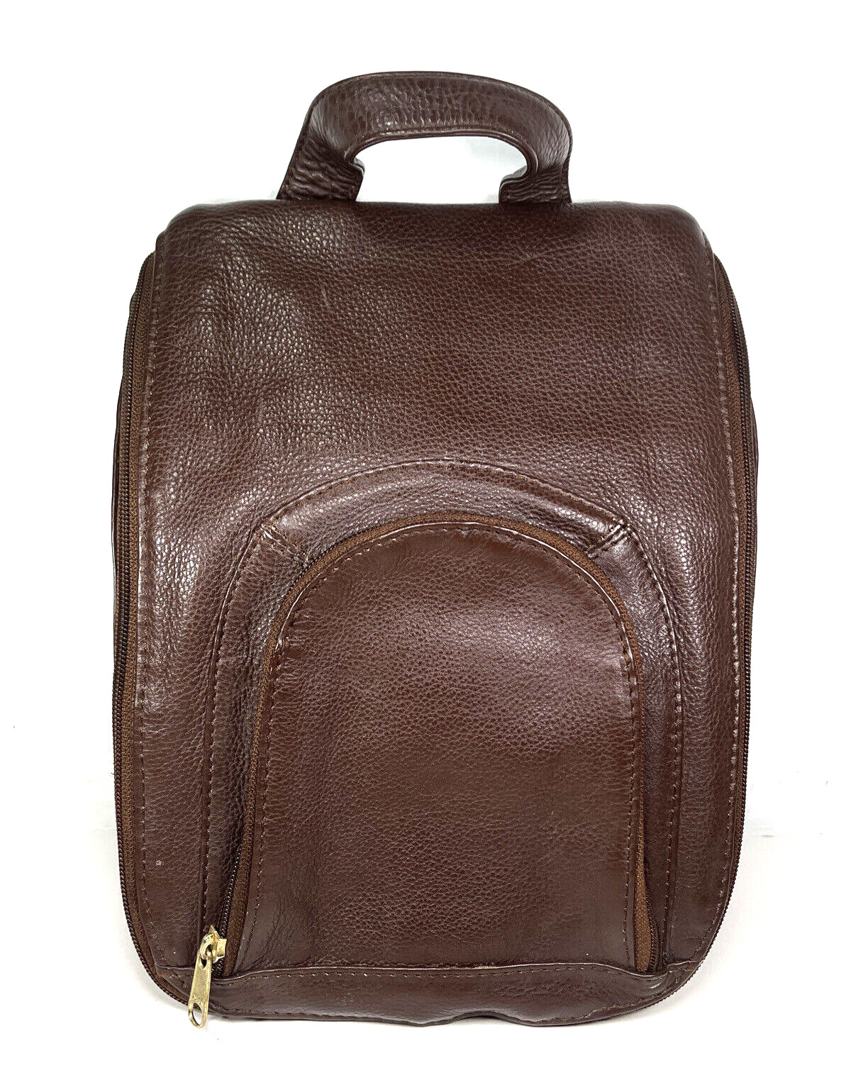 Brown Faux Leather Hanging Toiletry Bag