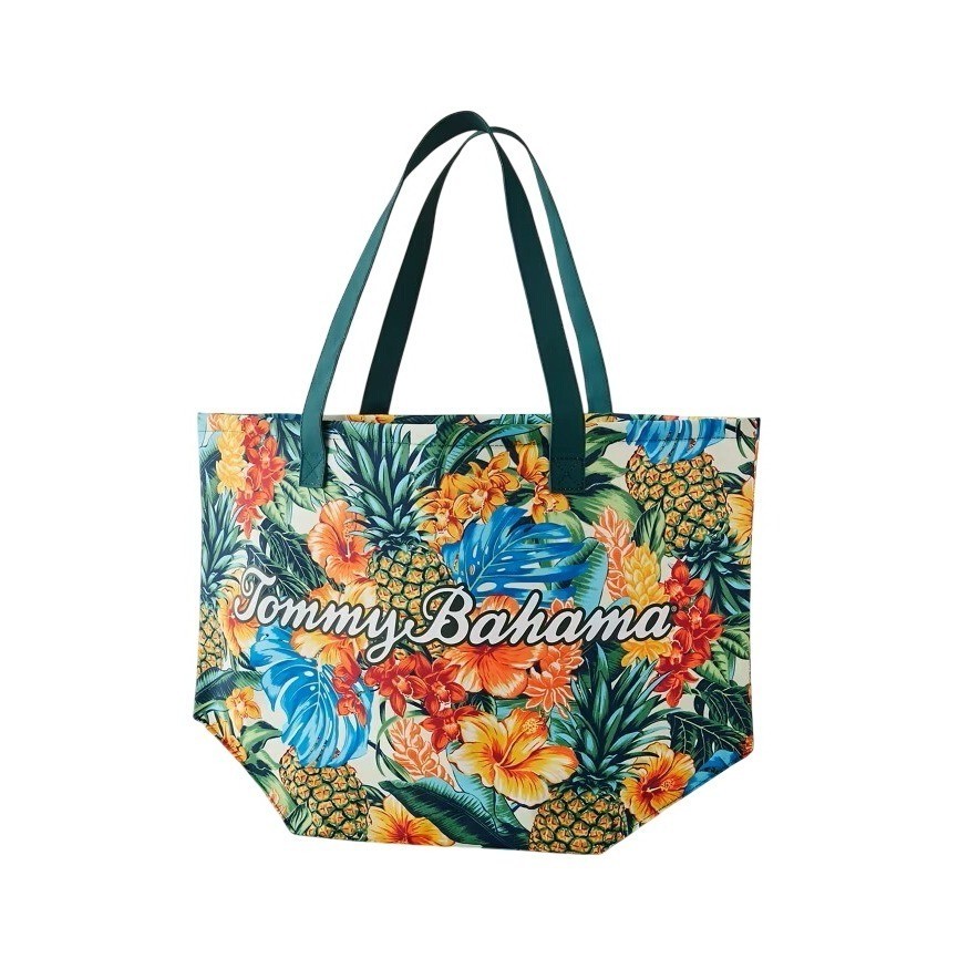 Tommy Bahama Pineapple Blooms Tote Tropical Green Floral Beach Bag Aloha NEW