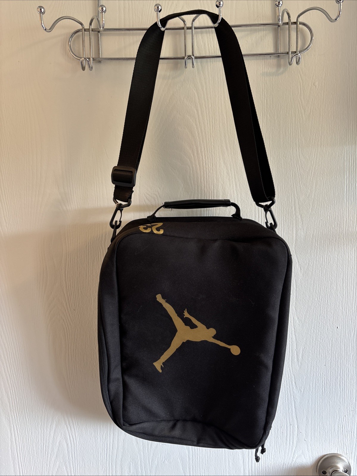 Nike Air Jordan Shoe Box Bag Black Gold Jumpman Crossbody Sneaker Case