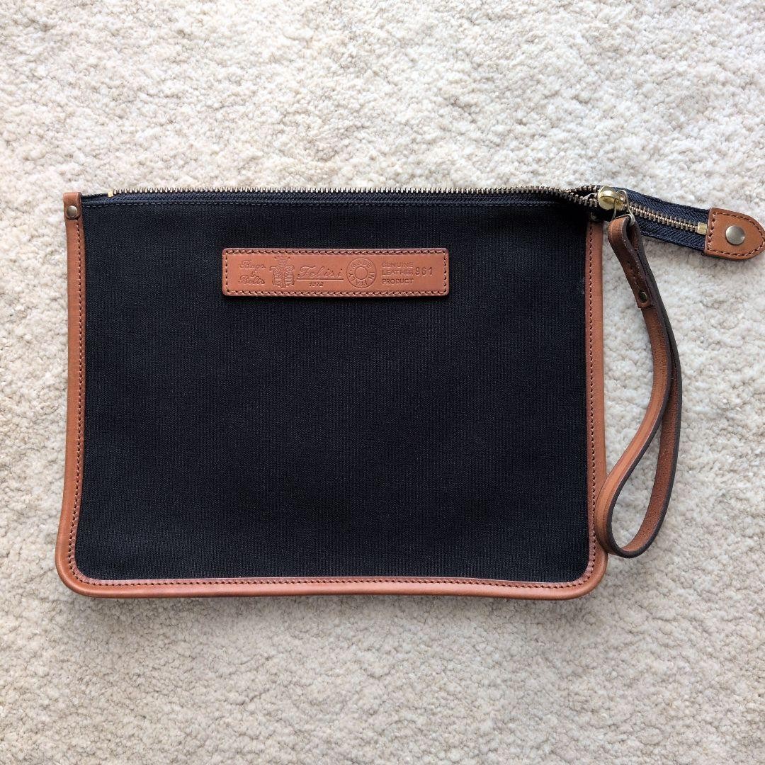 Felisi Leather & Canvas Clutch Bag Black Men’s Size 30cm x 25cm Excellent