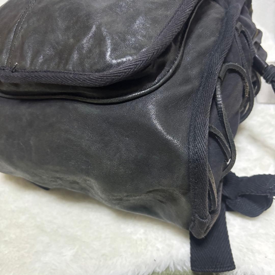Diesel Men Vhtf Backpack Laptop Storage Denim Leather Black 45×30×9cm Luxury ITA