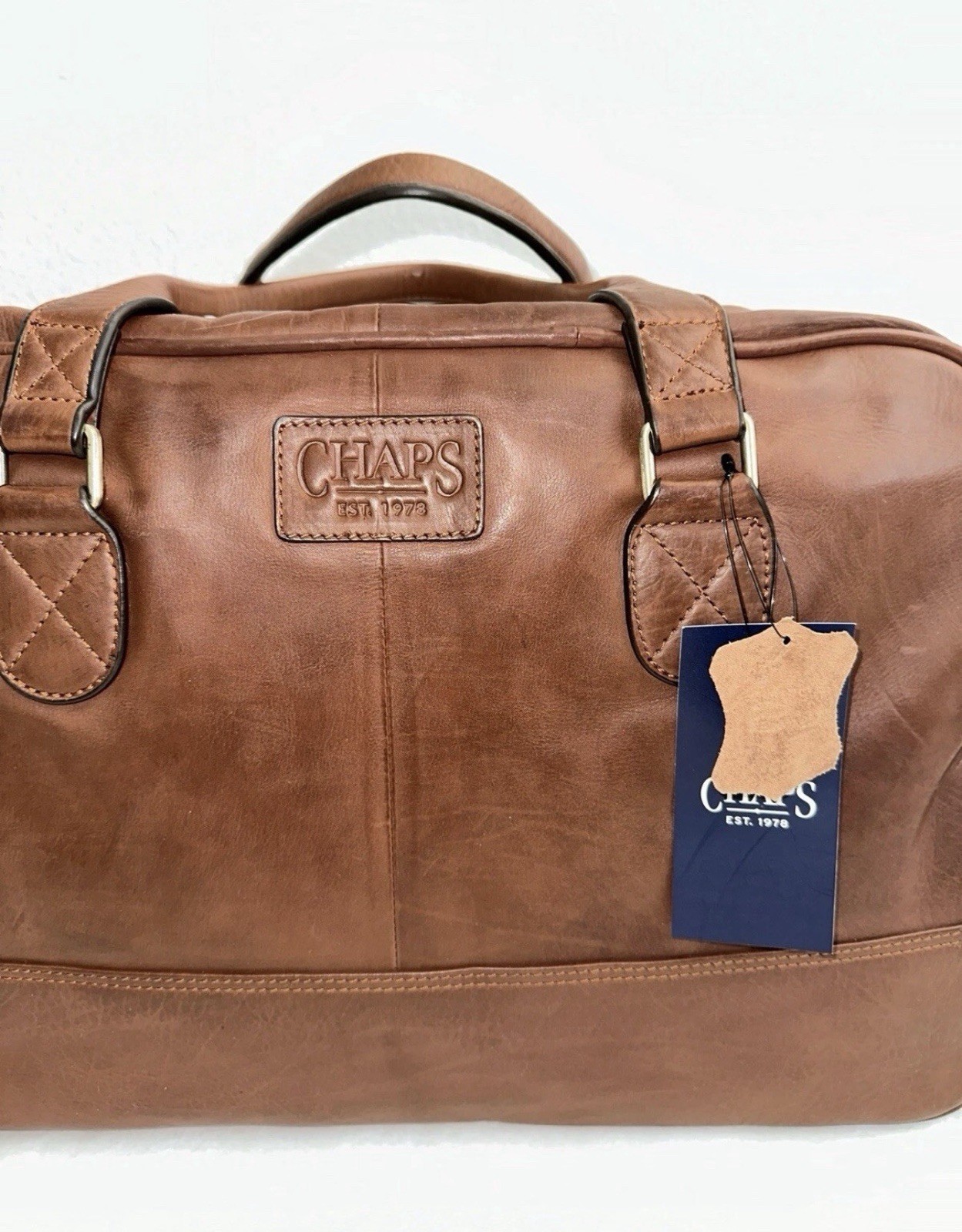 Ralph Lauren Chaps Carry On Brown Top Grain Saddle Leather Weekend Duffel – NWT