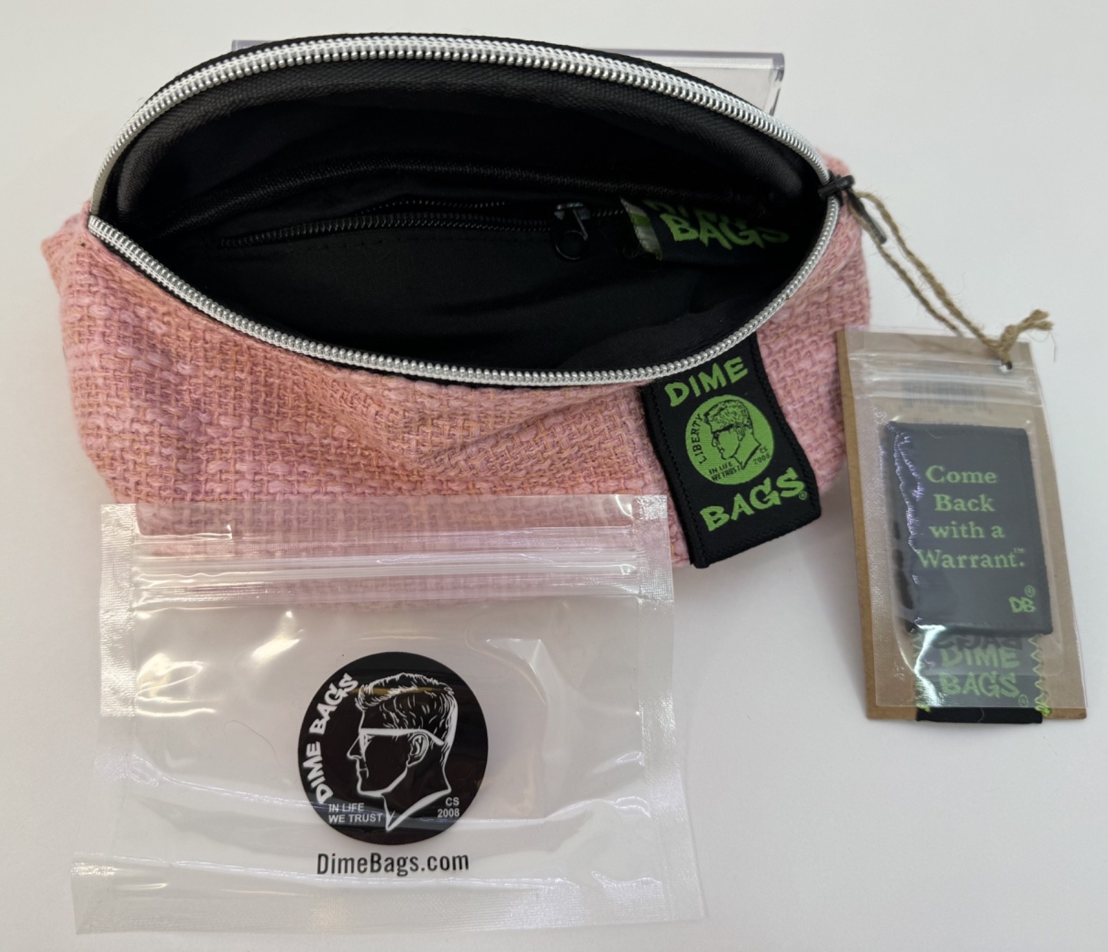 Dime Bags Pink Stash Pack Smell Proof Fanny Pack Hemp Fabric Carbon Lined