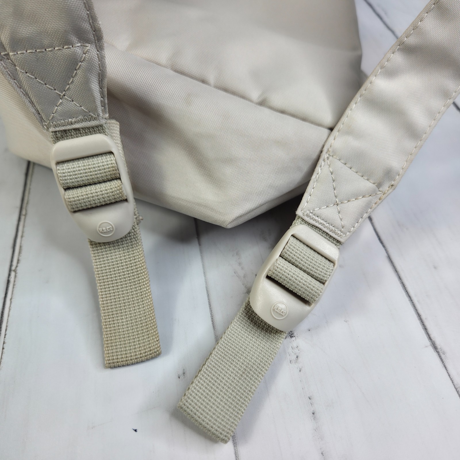 Herschel Nova Mini Backpack Canvas Bag Beige Cream Gold Hardware USED