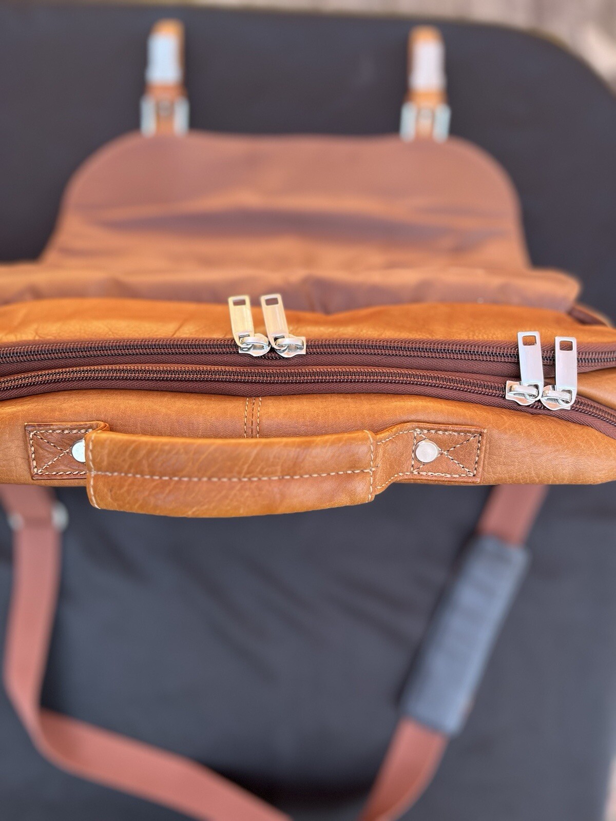 Laptop Bag WILSON’S LEATHER Brown Supple Buttery Briefcase Adj. Strap 16″x 15.5″