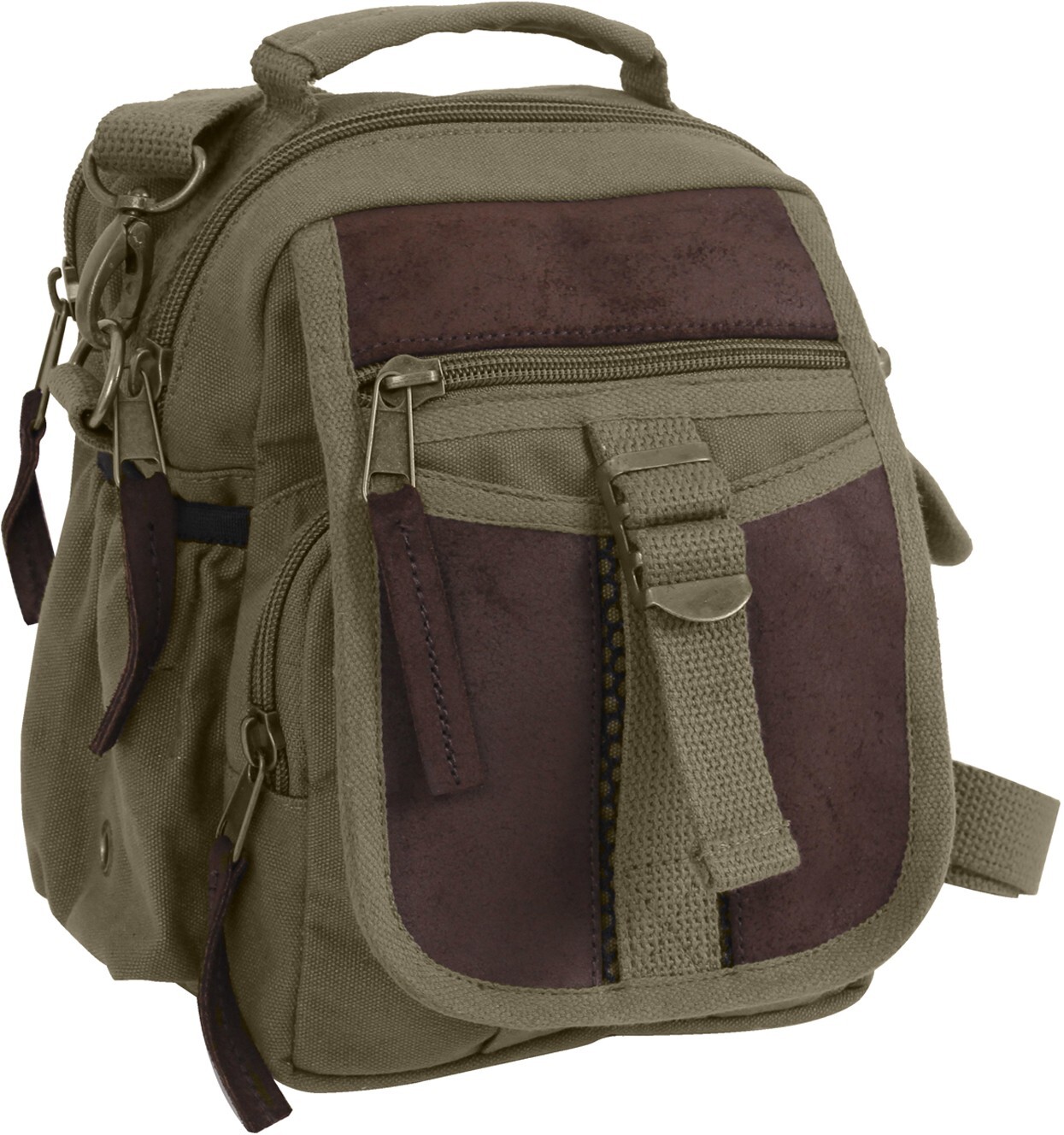 Rothco Small Messenger Canvas & Leather Everyday Utility Travel Crossbody Bag