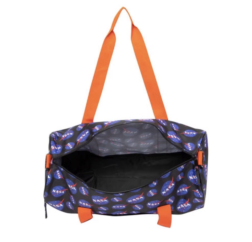 H3 Sportgear Travel Gym Bag All Over NASA Print Duffel Bag Navy Blue /Orange NWT