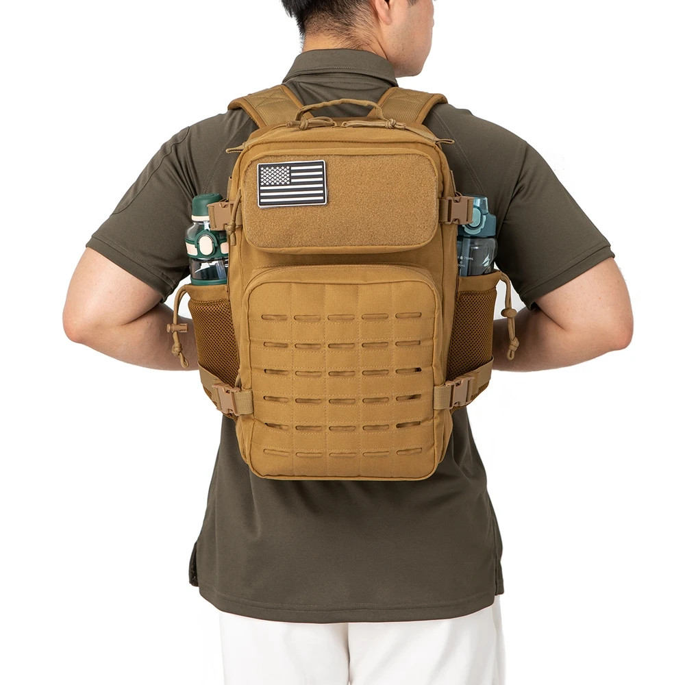 25L Tactical MOLLE Soft Outdoor Polyester Backpack With Bottle Holder