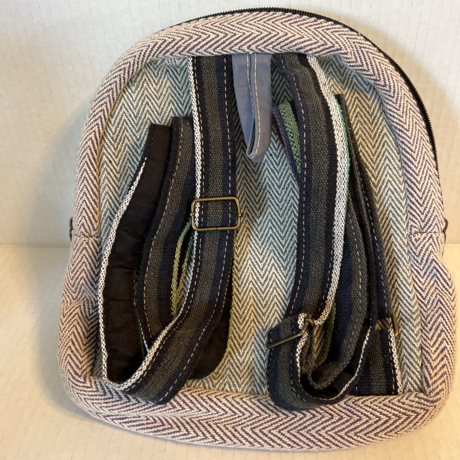 Himalayan 100% Pure Hemp THC Free Multi Color Backpack Made in Nepal Excellent