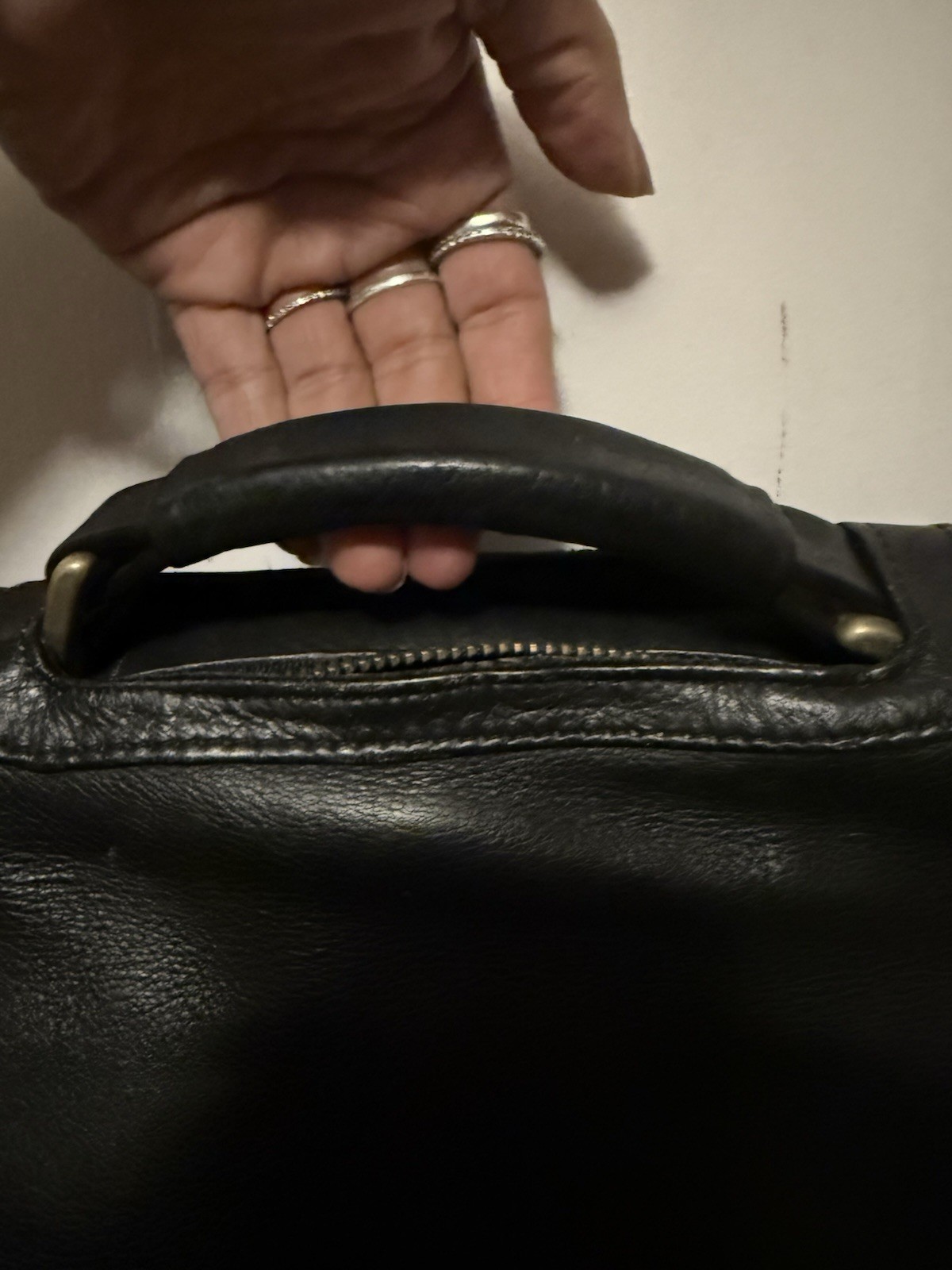 Unisex FRYE Black Leather Satchel Logan Case Organizer Zip Compartments