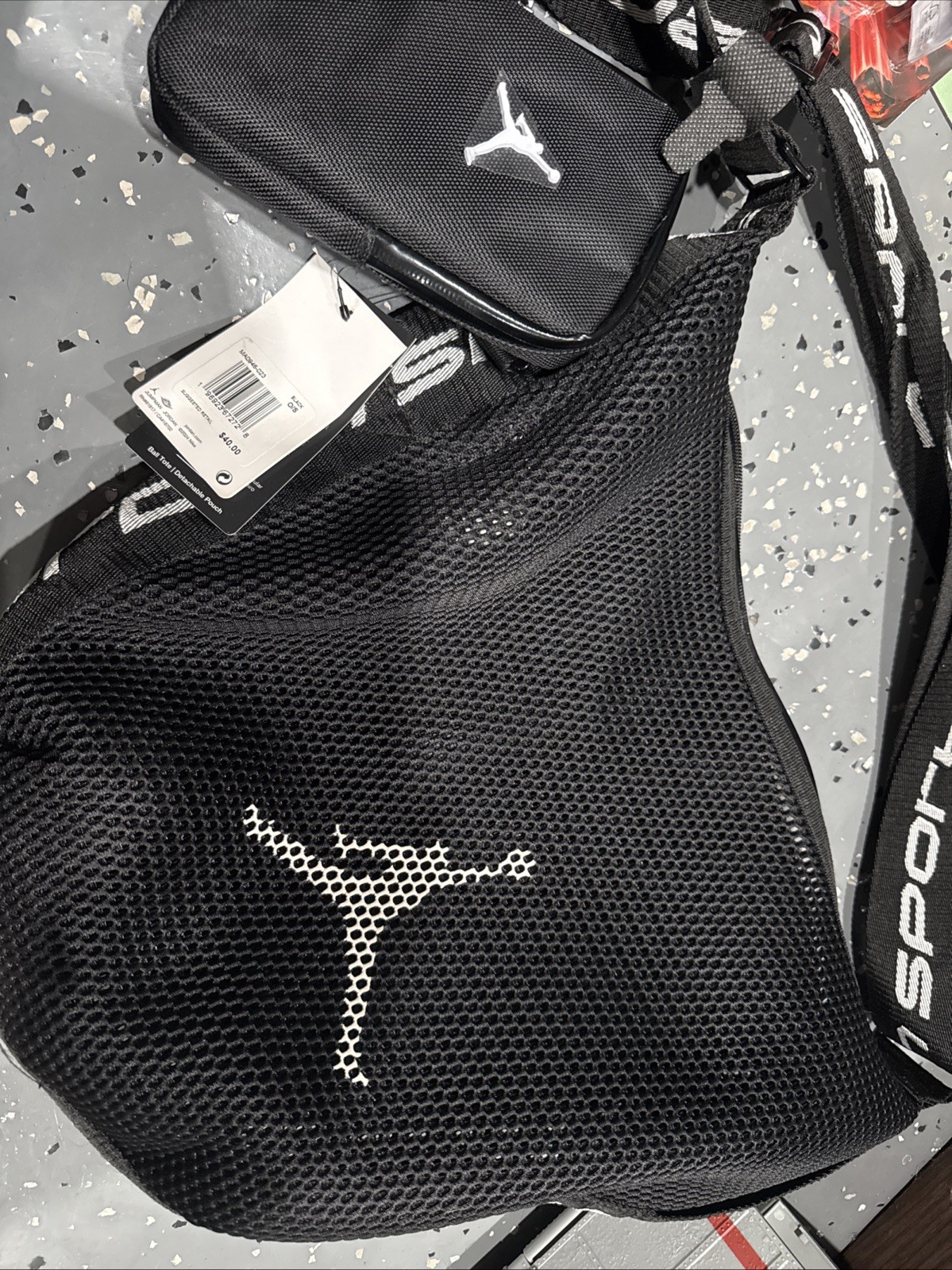 Nike Jordan Ball Carrier 22.9L Poly Mesh & Removable Pouch Black MA0946-023 NWT