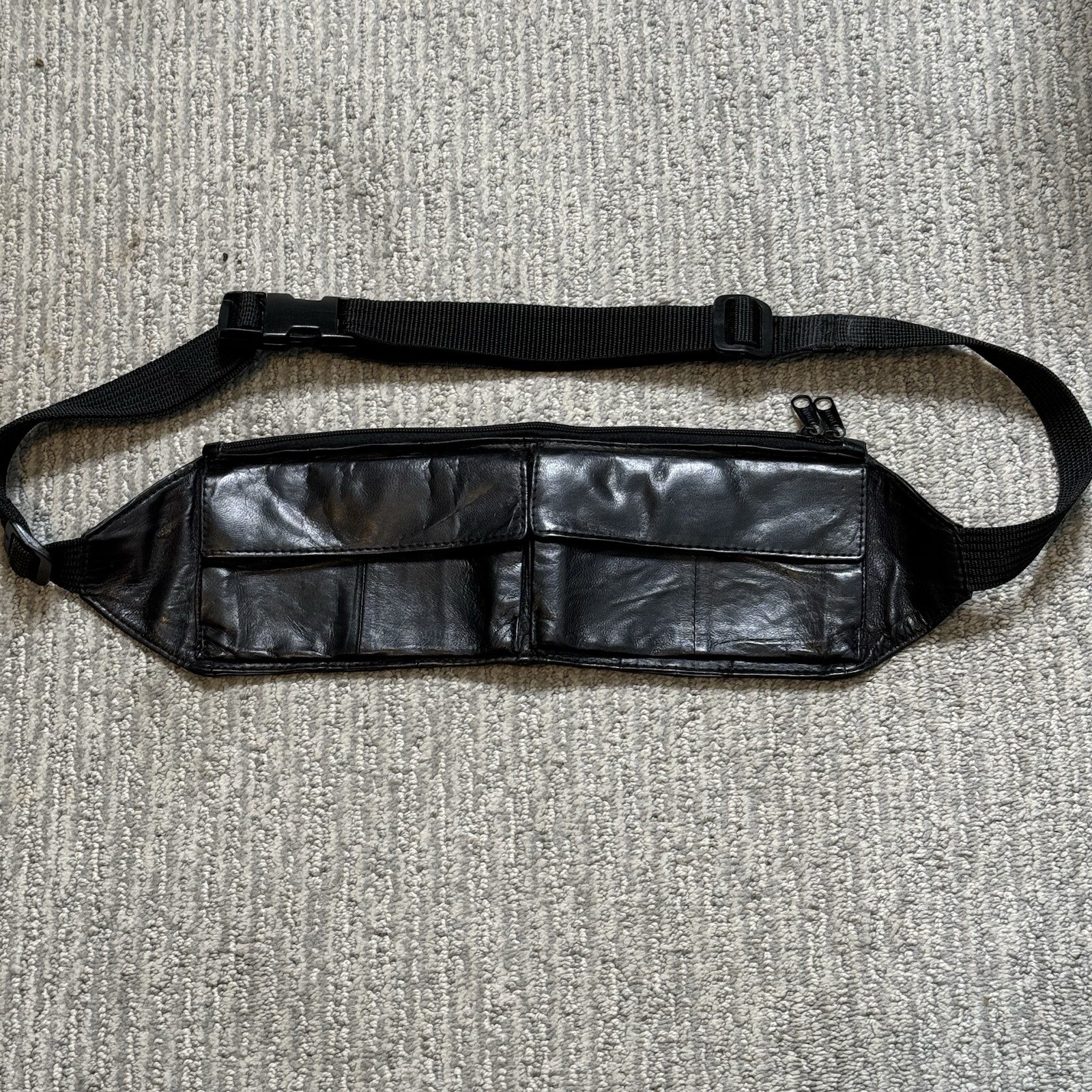 Black Genuine Leather Slim & Sleek Under Garment Money Belt Fits 40”-50” Waist