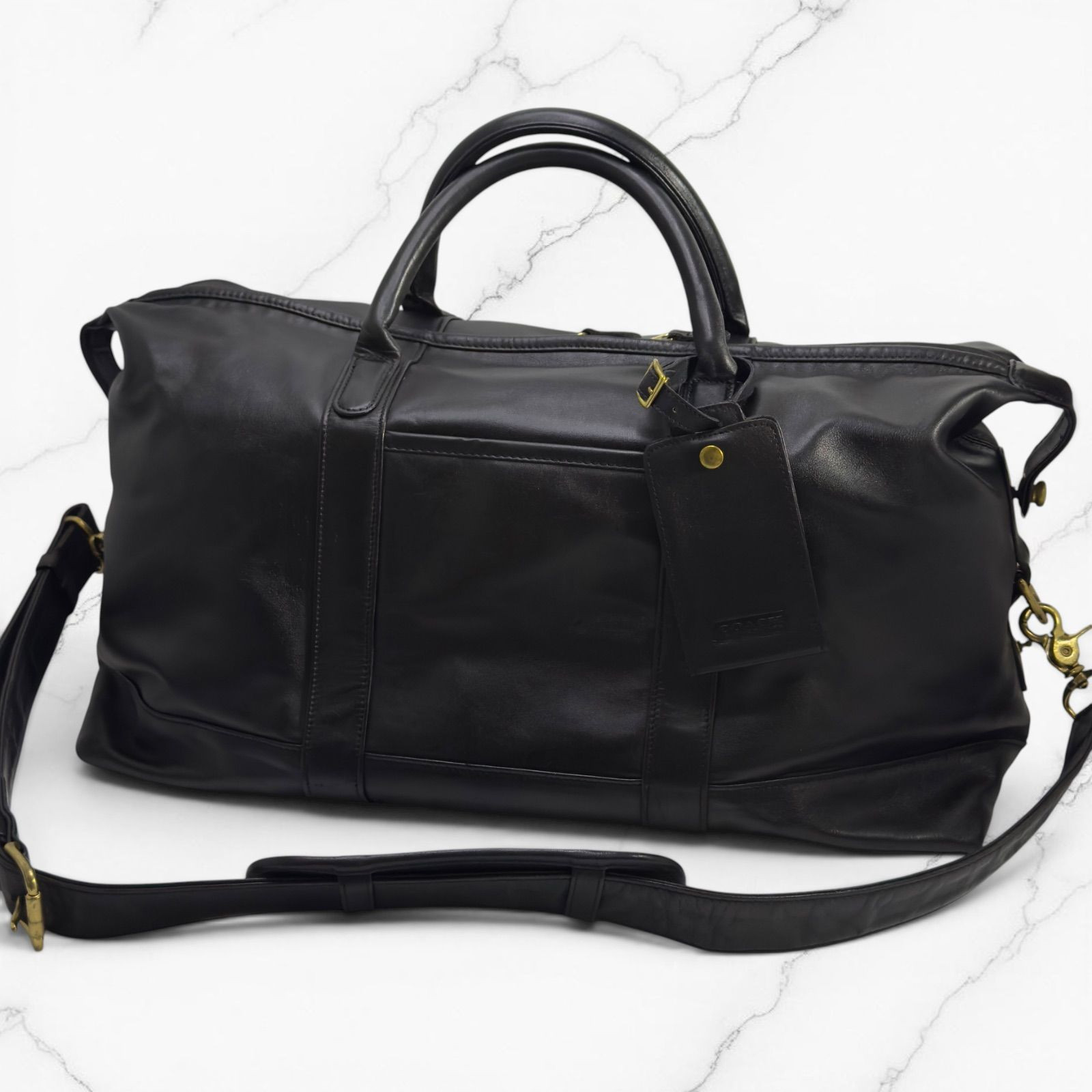 Vintage Coach Black Leather 2Way Boston Bag USA Old Coach 90s Rare