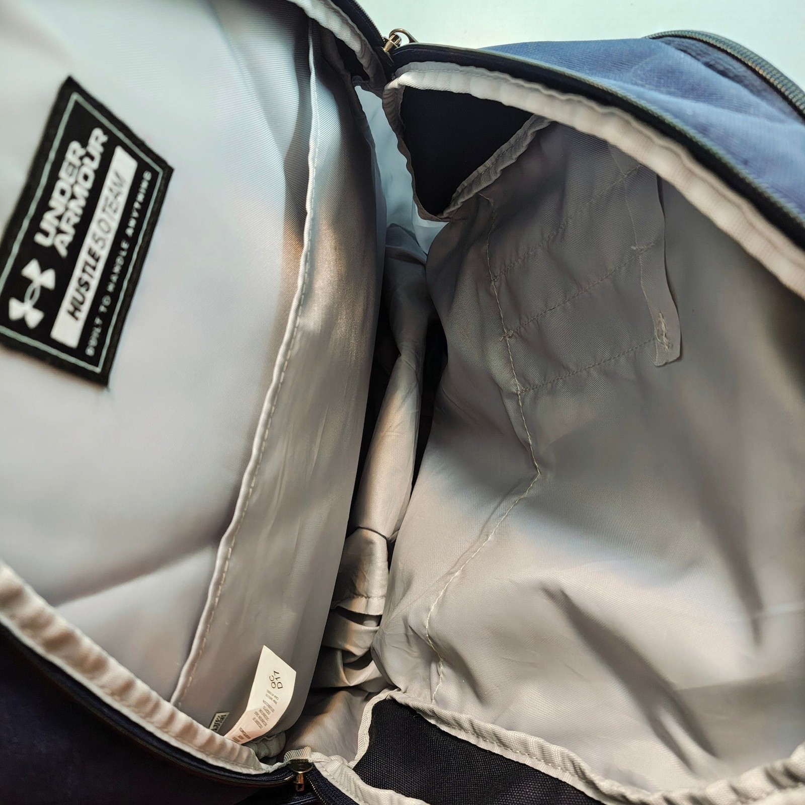 Under Armour Hustle 5.0 Team Backpack Navy Blue UA Storm Baseball Bag MGR Logo