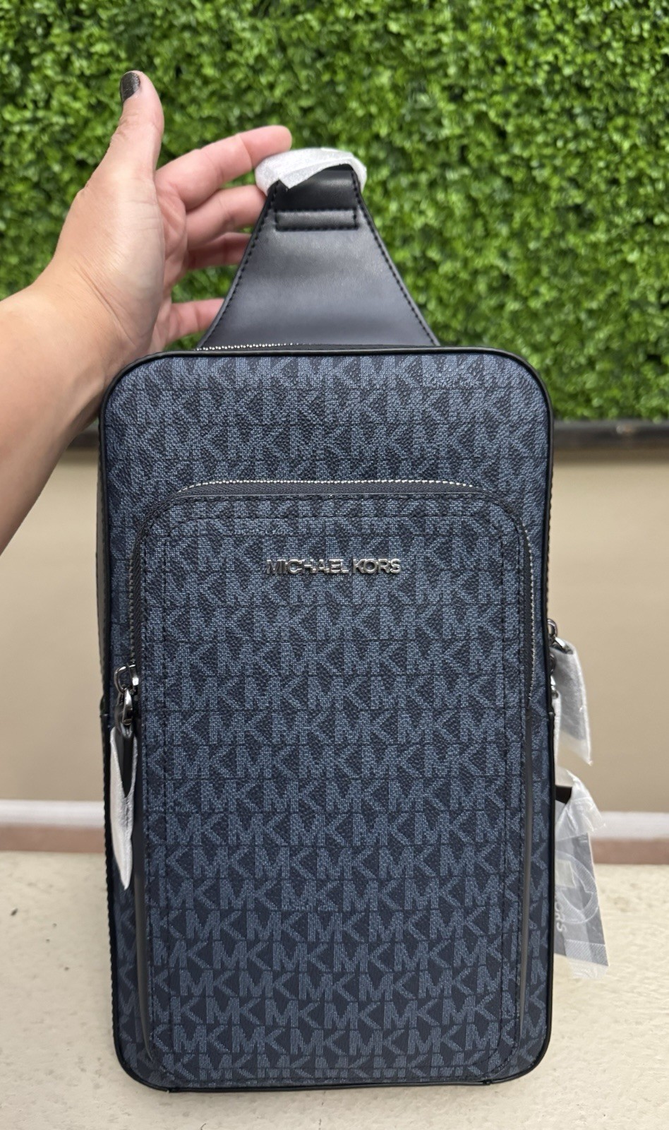 Michael Kors Cooper Slim Commuter Logo Sling Pack Backpack Blue
